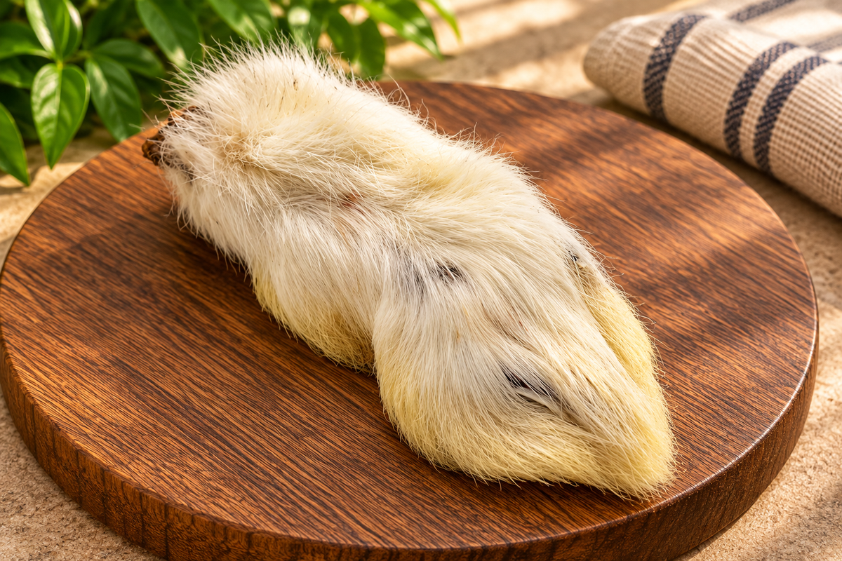 Patte de lapin avec poils pour chien