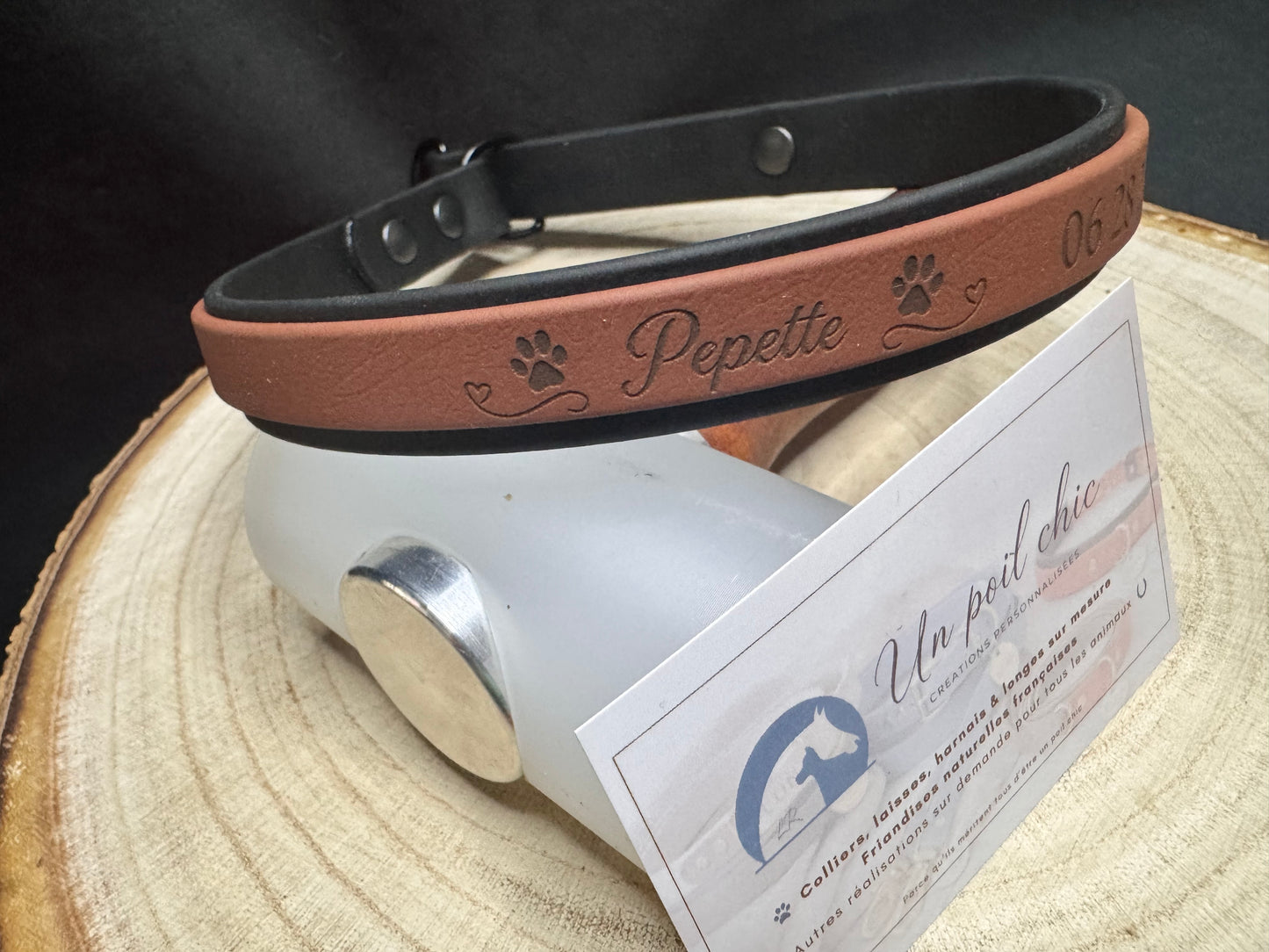 Collier Martingale bicolore en Biothane personnalisé pour chien